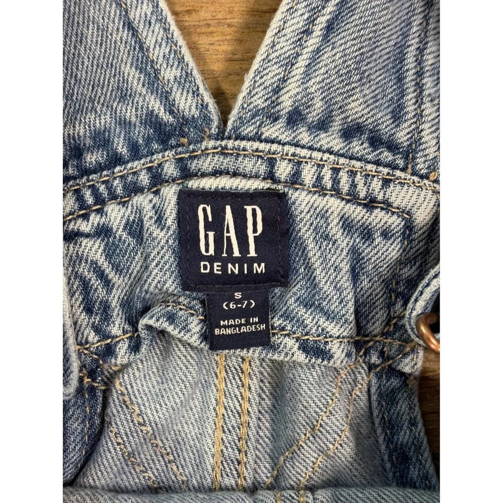 Gap Kids‎ Overalls Denim Bib Adjustable Straps 6-7 Light Blue Classic Workwear